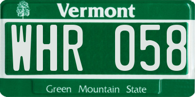 VT license plate WHR058