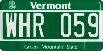 VT license plate WHR059