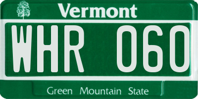 VT license plate WHR060