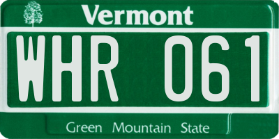 VT license plate WHR061
