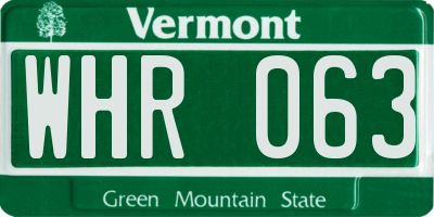 VT license plate WHR063