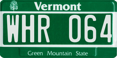 VT license plate WHR064