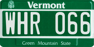 VT license plate WHR066