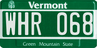 VT license plate WHR068