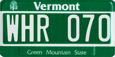 VT license plate WHR070