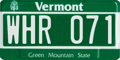 VT license plate WHR071