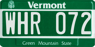VT license plate WHR072