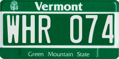VT license plate WHR074