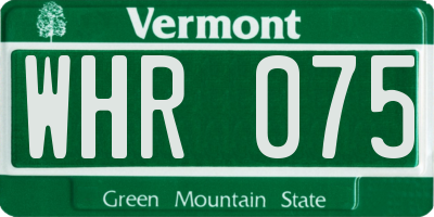 VT license plate WHR075
