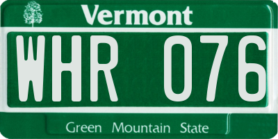 VT license plate WHR076