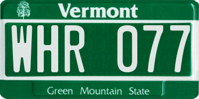 VT license plate WHR077