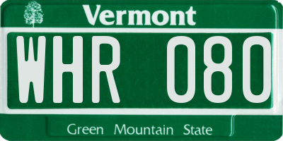 VT license plate WHR080