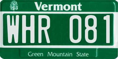VT license plate WHR081