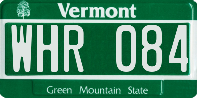 VT license plate WHR084