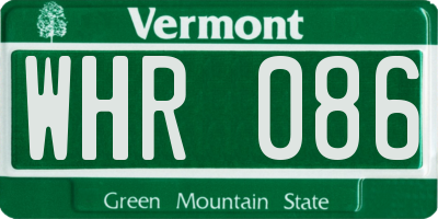 VT license plate WHR086