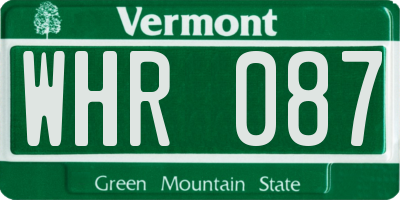 VT license plate WHR087