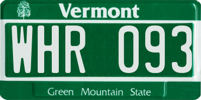 VT license plate WHR093