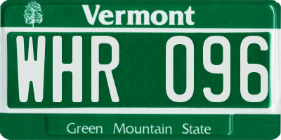 VT license plate WHR096