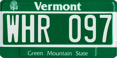 VT license plate WHR097