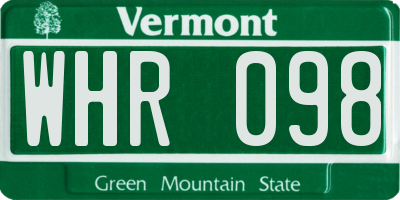VT license plate WHR098