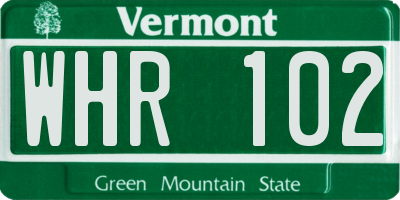 VT license plate WHR102