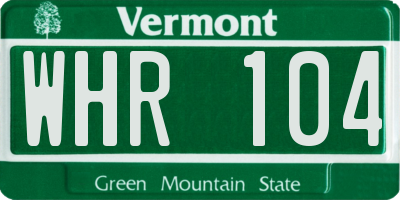 VT license plate WHR104