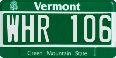 VT license plate WHR106