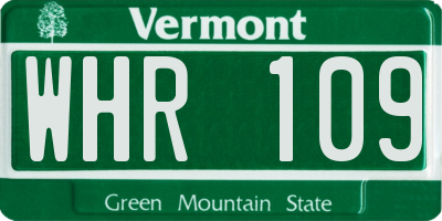 VT license plate WHR109