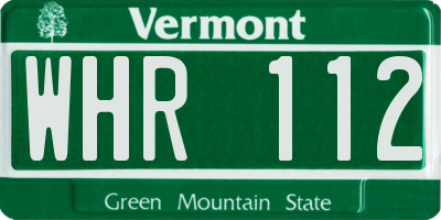 VT license plate WHR112
