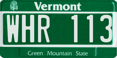 VT license plate WHR113