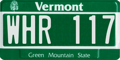 VT license plate WHR117