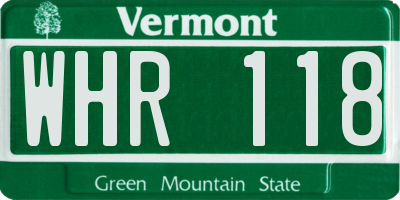 VT license plate WHR118