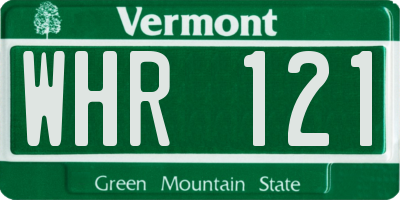 VT license plate WHR121