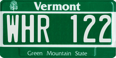 VT license plate WHR122