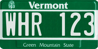 VT license plate WHR123