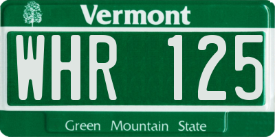 VT license plate WHR125