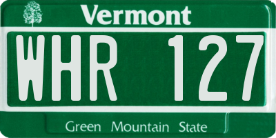 VT license plate WHR127