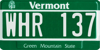 VT license plate WHR137
