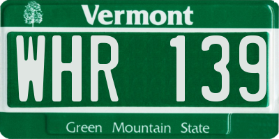 VT license plate WHR139