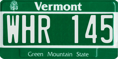 VT license plate WHR145