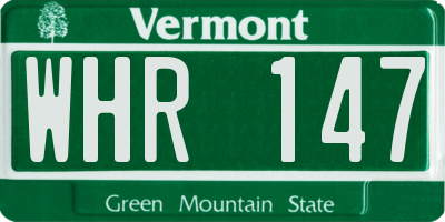 VT license plate WHR147