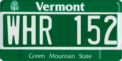 VT license plate WHR152