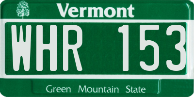 VT license plate WHR153