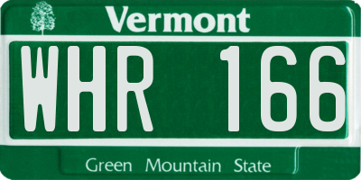 VT license plate WHR166