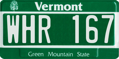 VT license plate WHR167