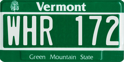 VT license plate WHR172