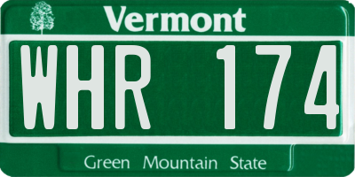 VT license plate WHR174