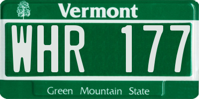 VT license plate WHR177