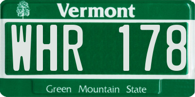 VT license plate WHR178
