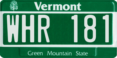 VT license plate WHR181